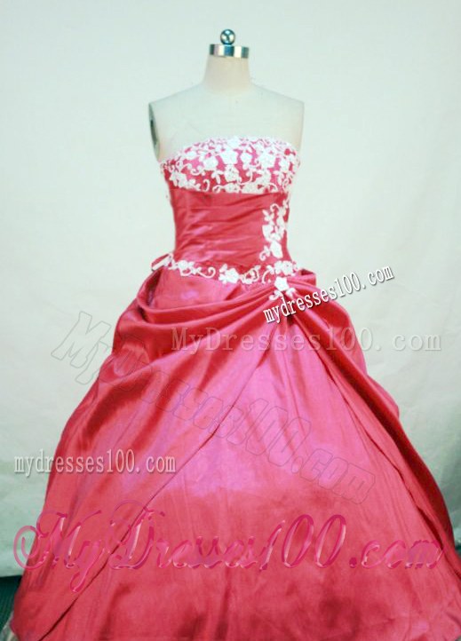 Ruched Sweet sixteen dresses Decorated with White Appliques